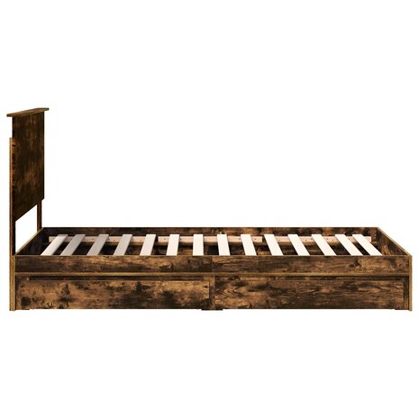 Opslag bed met lade Gerookt eiken 100 x 200 cm Bewerkt hout 9