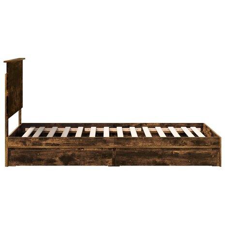 Opslag bed met lade Gerookt eiken 90 x 200 cm Bewerkt hout 9