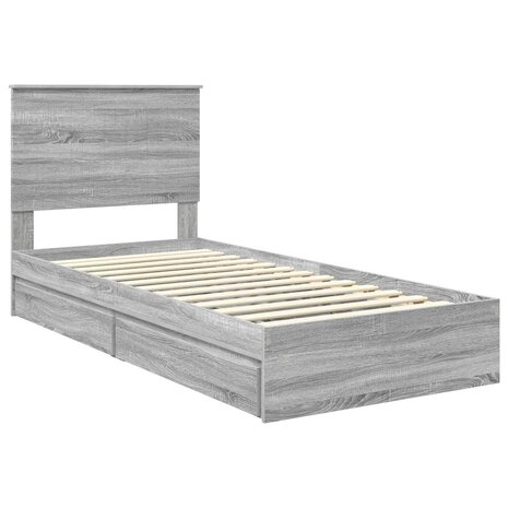 Opslag bed met hoofdeinde Grijs Sonoma 90 x 200 cm Bewerkt hout 4