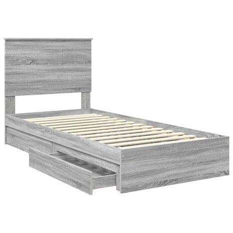 Opslag bed met hoofdeinde Grijs Sonoma 90 x 200 cm Bewerkt hout 5