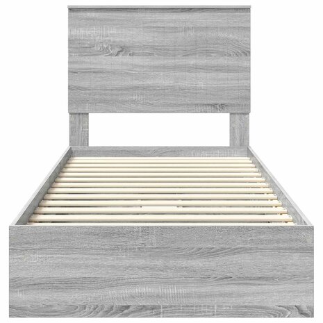 Opslag bed met hoofdeinde Grijs Sonoma 90 x 200 cm Bewerkt hout 8