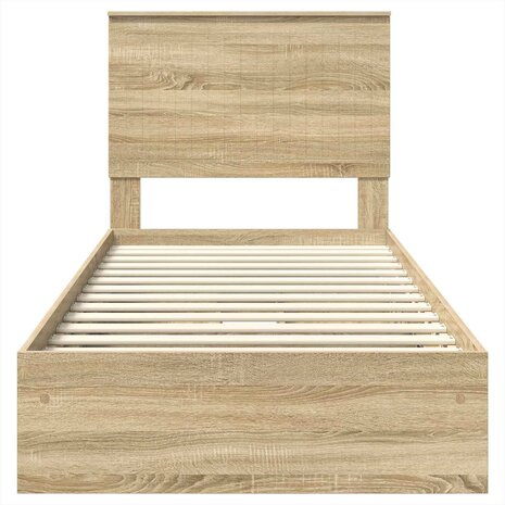 Opslag bed met hoofdeinde Sonoma Eiken 90 x 190 cm Bewerkt hout 8
