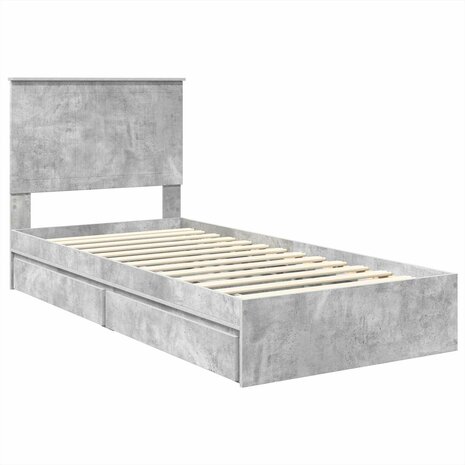 Opslag bed met hoofdeinde Beton Grijs 90 x 190 cm Bewerkt hout 4
