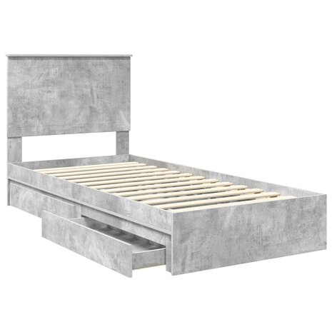 Opslag bed met hoofdeinde Beton Grijs 90 x 190 cm Bewerkt hout 5