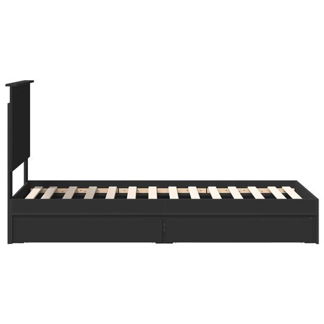 Opslag bed met hoofdeinde Zwart 75 x 190 cm Bewerkt hout 9