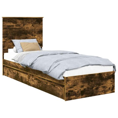 Opslag bed met lade Gerookt eiken 75 x 190 cm Bewerkt hout 2