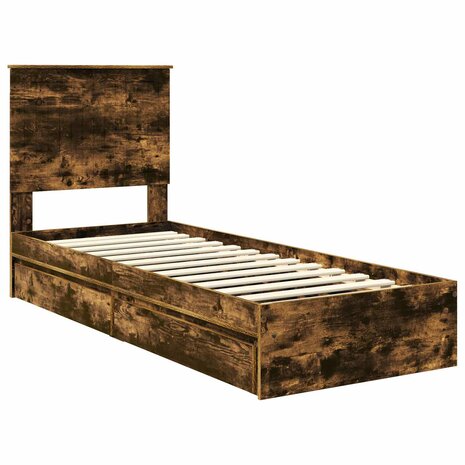 Opslag bed met lade Gerookt eiken 75 x 190 cm Bewerkt hout 4