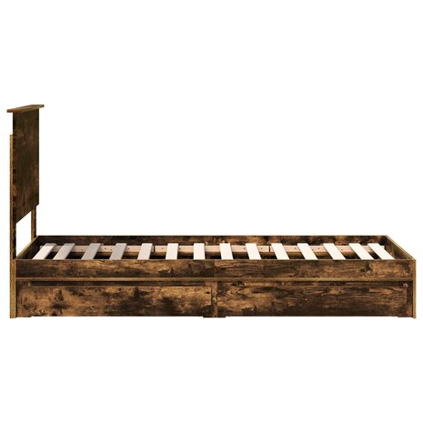 Opslag bed met lade Gerookt eiken 75 x 190 cm Bewerkt hout 9