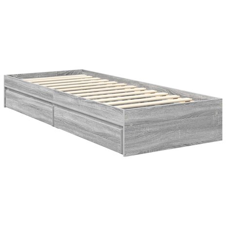Opslag bed met hoofdeinde Grijs Sonoma 75 x 190 cm Bewerkt hout 6