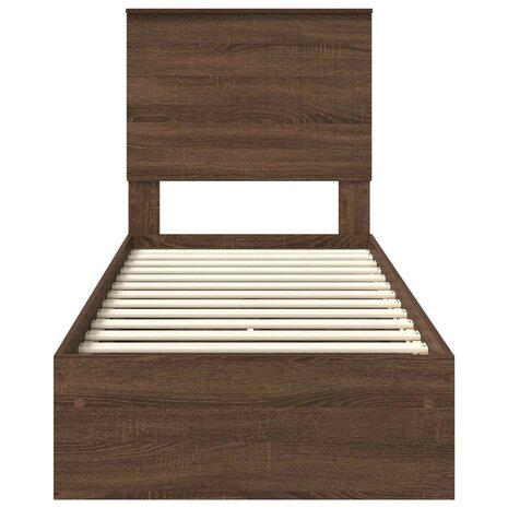 Opslag bed met hoofdeinde Bruin Eiken 75 x 190 cm Bewerkt hout 8