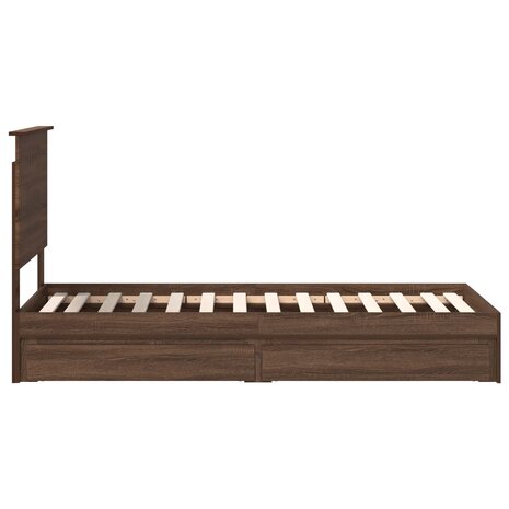 Opslag bed met hoofdeinde Bruin Eiken 75 x 190 cm Bewerkt hout 9