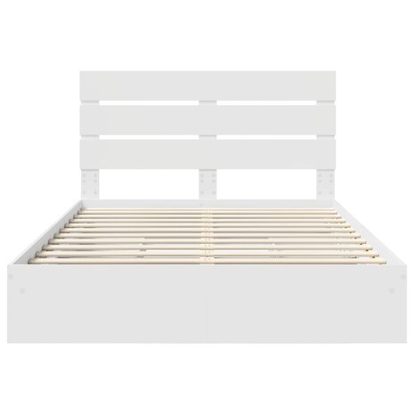 Opslag bed met hoofdeinde Wit 140 x 190 cm Bewerkt hout 8