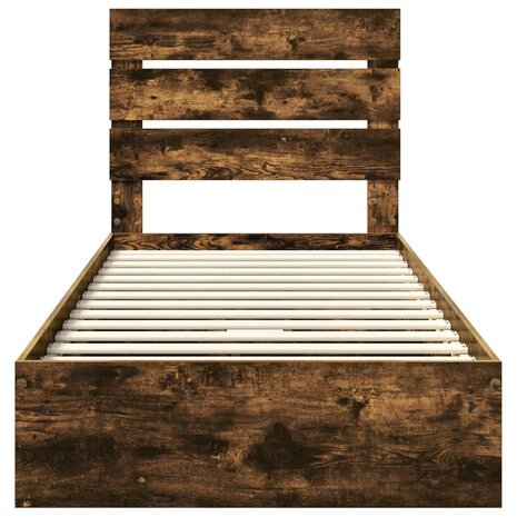 Opslag bed met lade Gerookt eiken 100 x 200 cm Bewerkt hout 8
