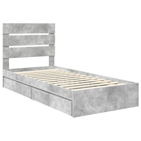 Opslag bed met hoofdeinde Beton Grijs 90 x 190 cm Bewerkt hout 4