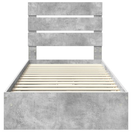 Opslag bed met hoofdeinde Beton Grijs 90 x 190 cm Bewerkt hout 8