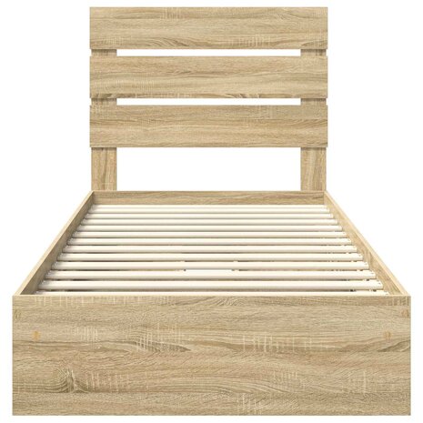 Opslag bed met hoofdeinde Sonoma Eiken 70 x 190 cm Bewerkt hout 8