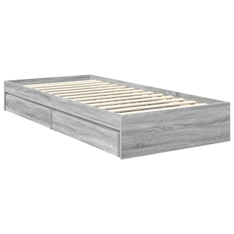 Opslag bed met hoofdeinde Grijs Sonoma 70 x 190 cm Bewerkt hout 6