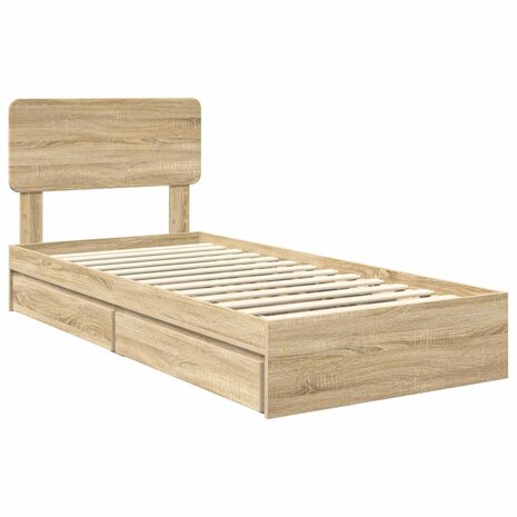 Opslag bed met lade Sonoma Eiken 100 x 200 cm Bewerkt hout 4