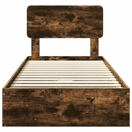 Opslag bed met lade Gerookt eiken 100 x 200 cm Bewerkt hout 8
