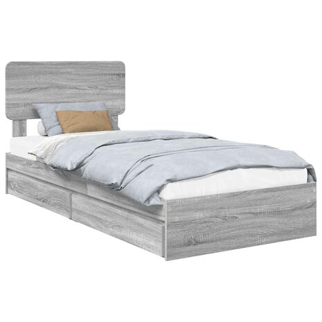 Opslag bed met lade Grijs Sonoma 100 x 200 cm Bewerkt hout 2