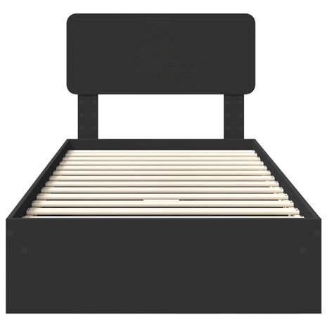 Opslag bed met hoofdeinde Zwart 90 x 190 cm Bewerkt hout 8