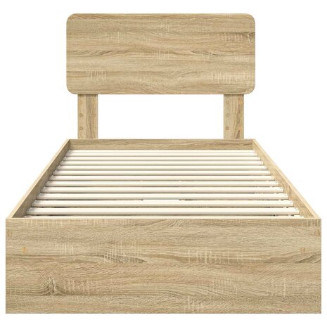 Opslag bed met hoofdeinde Sonoma Eiken 90 x 190 cm Bewerkt hout 8