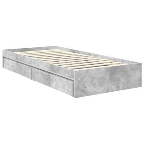 Opslag bed met hoofdeinde Beton Grijs 90 x 190 cm Bewerkt hout 6