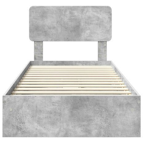 Opslag bed met hoofdeinde Beton Grijs 90 x 190 cm Bewerkt hout 8