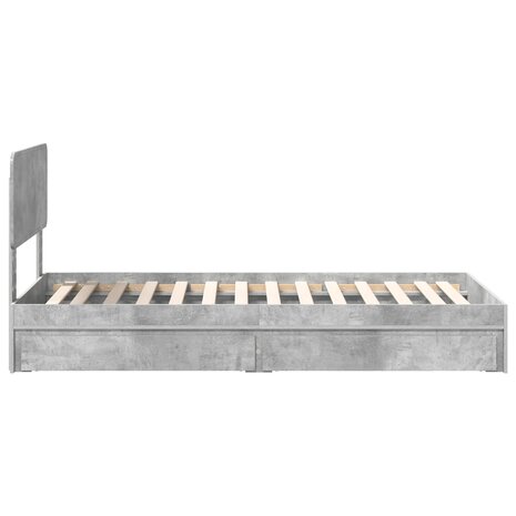 Opslag bed met hoofdeinde Beton Grijs 90 x 190 cm Bewerkt hout 9
