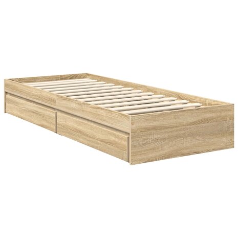 Opslag bed met hoofdeinde Sonoma Eiken 75 x 190 cm Bewerkt hout 6