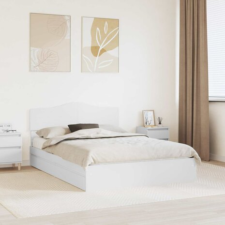 Opslag bed met hoofdeinde Wit 140 x 200 cm Bewerkt hout 1