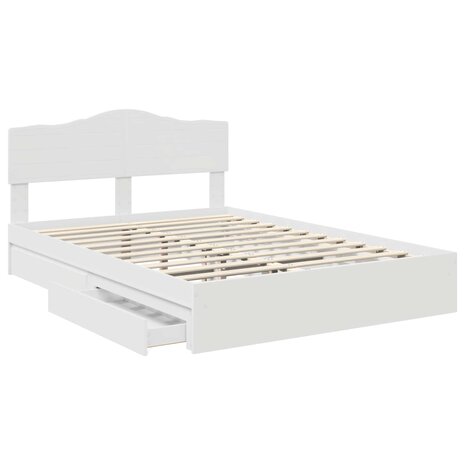 Opslag bed met hoofdeinde Wit 140 x 200 cm Bewerkt hout 5