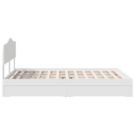 Opslag bed met hoofdeinde Wit 140 x 200 cm Bewerkt hout 9