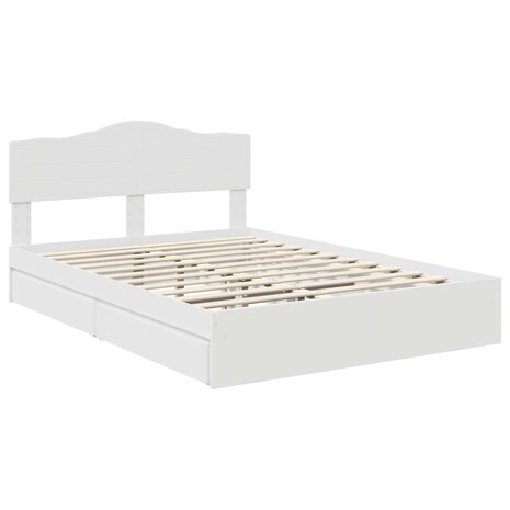 Opslag bed met hoofdeinde Wit 140 x 190 cm Bewerkt hout 4
