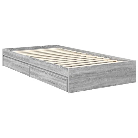 Opslag bed met lade Grijs Sonoma 100 x 200 cm Bewerkt hout 6