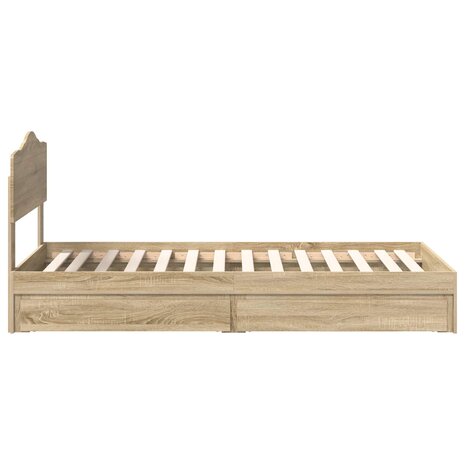 Opslag bed met hoofdeinde Sonoma Eiken 90 x 200 cm Bewerkt hout 9