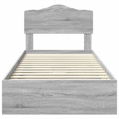 Opslag bed met hoofdeinde Grijs Sonoma 90 x 200 cm Bewerkt hout 8