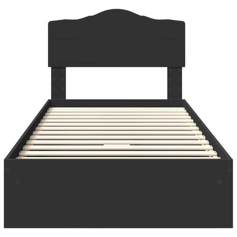 Opslag bed met hoofdeinde Zwart 90 x 190 cm Bewerkt hout 8