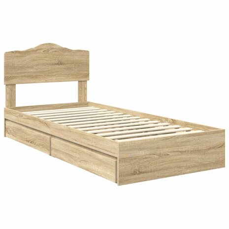 Opslag bed met hoofdeinde Sonoma Eiken 90 x 190 cm Bewerkt hout 4