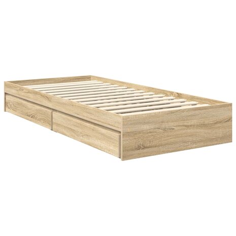Opslag bed met hoofdeinde Sonoma Eiken 90 x 190 cm Bewerkt hout 6