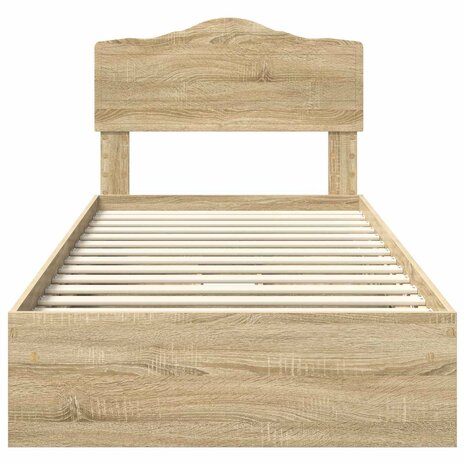 Opslag bed met hoofdeinde Sonoma Eiken 90 x 190 cm Bewerkt hout 8