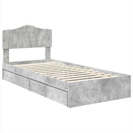 Opslag bed met hoofdeinde Beton Grijs 90 x 190 cm Bewerkt hout 4