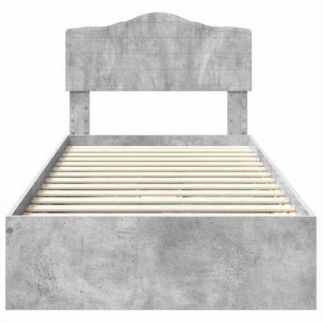Opslag bed met hoofdeinde Beton Grijs 90 x 190 cm Bewerkt hout 8