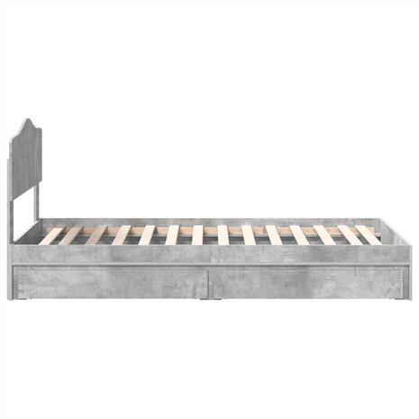 Opslag bed met hoofdeinde Beton Grijs 90 x 190 cm Bewerkt hout 9