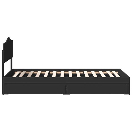 Opslag bed met hoofdeinde Zwart 70 x 190 cm Bewerkt hout 9