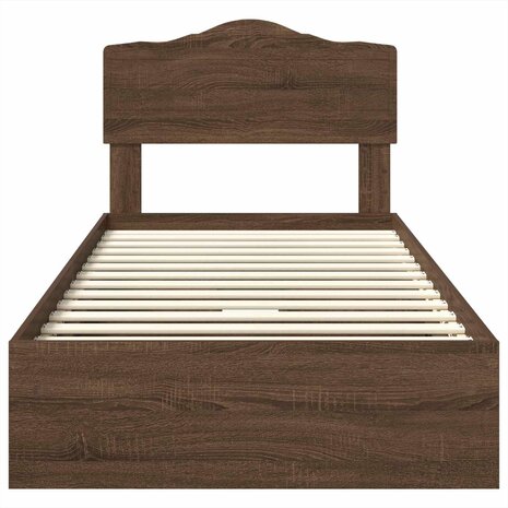 Opslag bed met hoofdeinde Bruin Eiken 70 x 190 cm Bewerkt hout 8