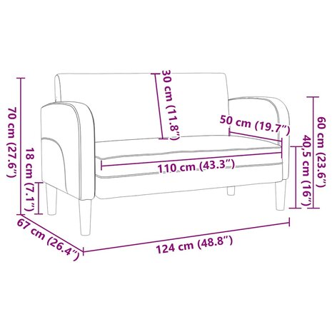 Loveseat bank cappuccino 110 cm kunstleer 8