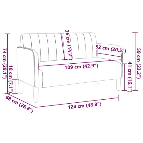 Loveseat bank 109 cm fluweel blauw 8