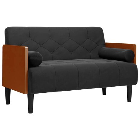 Loveseat bank met bolsters zwart 110 cm fluweel 2