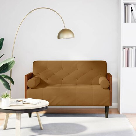 Loveseat bank met bolsters bruin 110 cm fluweel 1
